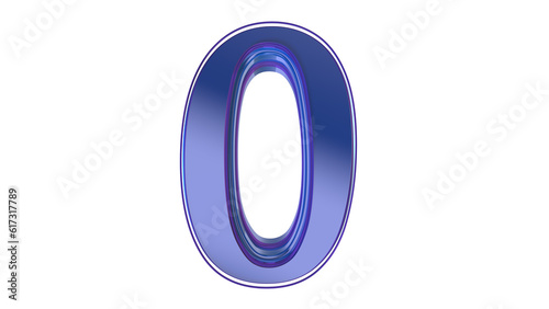 Blue glossy 3d number 0