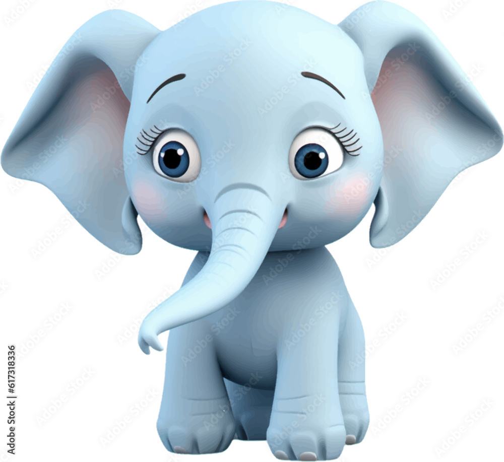Cute elephant in 3D style. Cute elephant in 3D style.