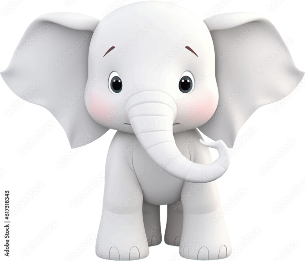 Naklejka premium Cute elephant in 3D style.