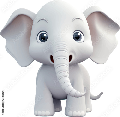 Cute elephant in 3D style. 