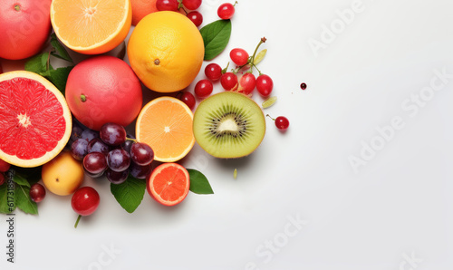 Various Fruit Advertising Background  Healthy fruits Rich in Vitamins. Generative Ai