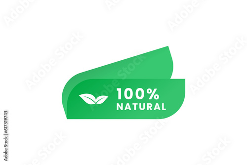 100% natural ingredients label or natural ingredients sign vector isolated in flat style. 100% natural ingredients label for product packaging design element. 100% natural ingredients sign vector.