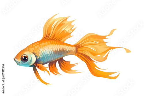 Beautiful guppy fish isolated on transparent background. Generative Ai