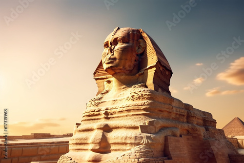 Generative AI. sphinx statue background in desert