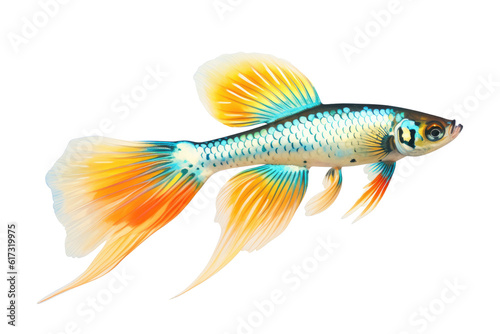 Beautiful guppy fish isolated on transparent background. Generative Ai