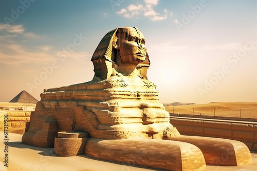 Generative AI. sphinx statue background in desert
