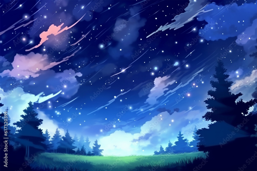 Generative AI.
anime style night sky background