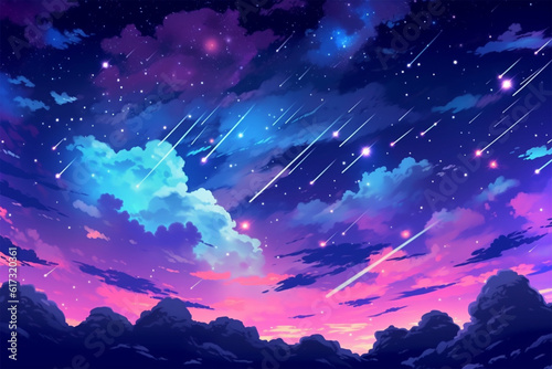 Generative AI. anime style night sky background