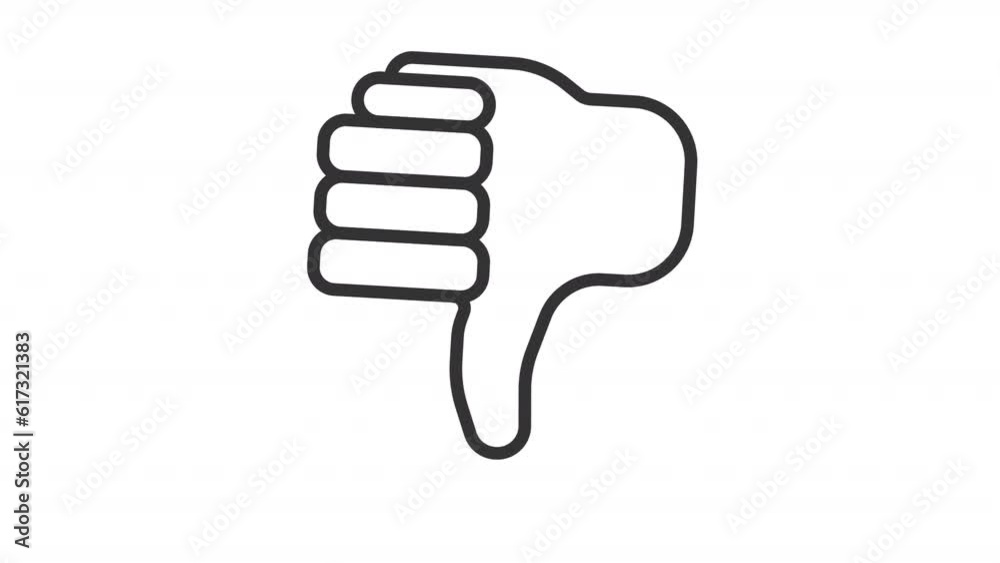 Animated dislike line icon. Thumb down animation. Negative reaction. User feedback. Online community. Social media. Loop HD video with alpha channel, transparent background. Outline motion graphic Animated dislike line icon. Thumb down animation. Negative reaction. User feedback. Online community. Social media. Loop HD video with alpha channel, transparent background. Outline motion graphic