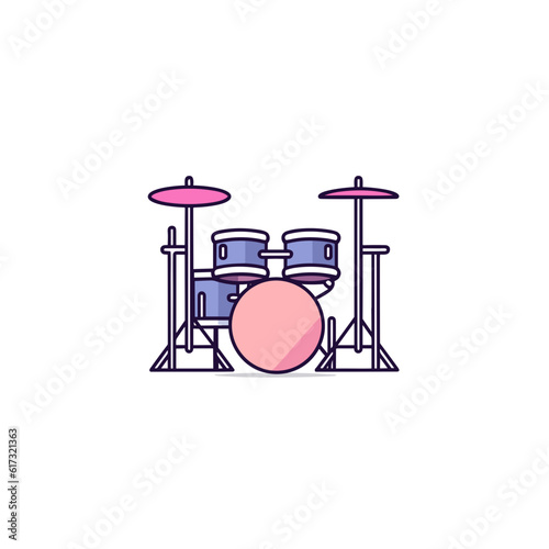 Drum Set Icon on White Background. Minimalist Design. Vector Illustration.