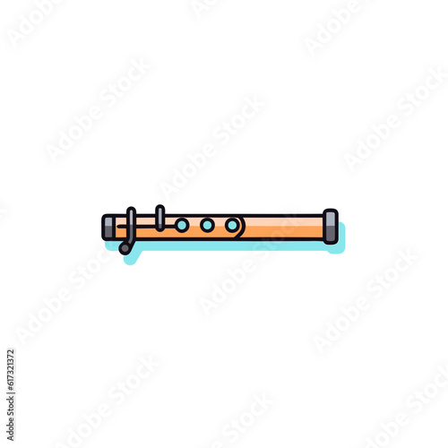 Flute Icon on White Background. 2D Linear Vector. Minimalist Design.