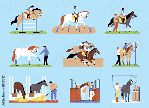 Horse And People Color Set