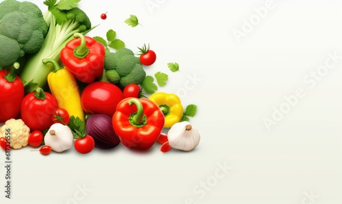 Organic Vegetable Advertising Background  Vegetarian Food for Healthy Nutrition. Generative Ai