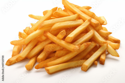 HD photo of french fries, white background