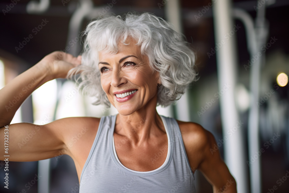 AI generated image of mature woman at gym AI generated image of mature woman at gym