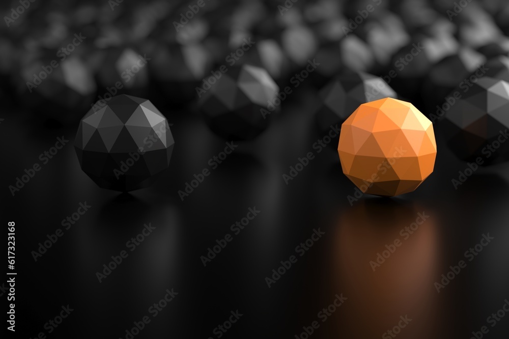 Fototapeta premium Leadership concept with dark and orange balls