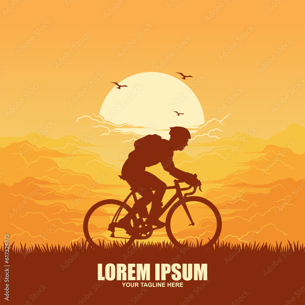 cycling race stylized symbol, outlined cyclist vector silhouette cycling race stylized symbol, outlined cyclist vector silhouette