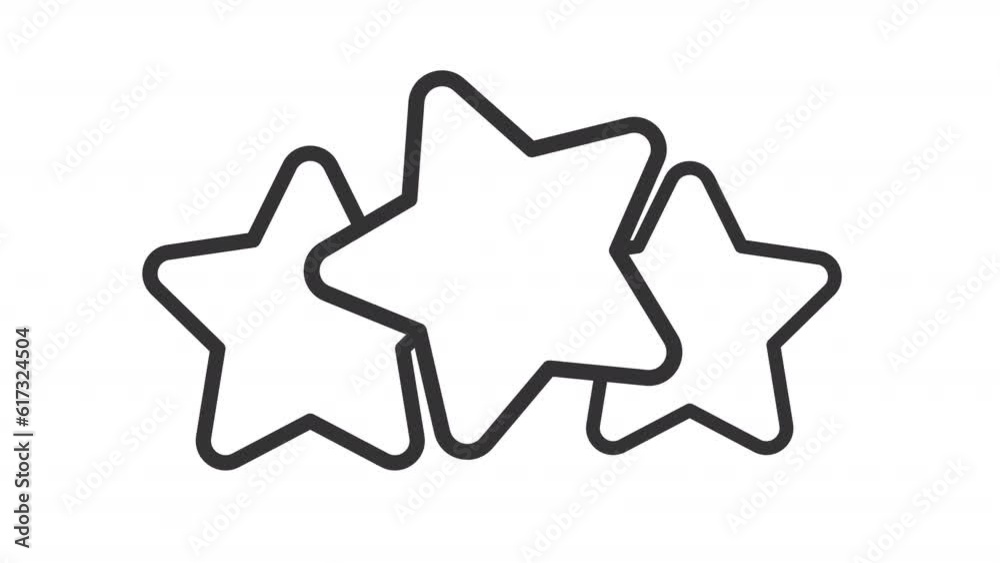 Animated three stars line icon. Rating system animation. Reward program. Client testimonial. Quality review. Loop HD video with alpha channel, transparent background. Outline motion graphic Animated three stars line icon. Rating system animation. Reward program. Client testimonial. Quality review. Loop HD video with alpha channel, transparent background. Outline motion graphic