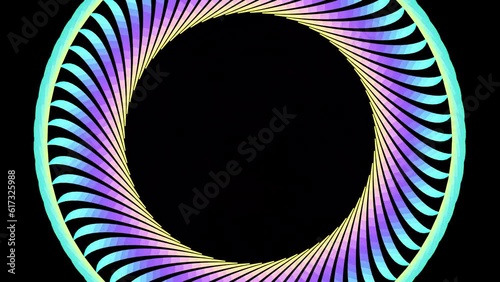 Abstract animated neon background. Kaleidoscopic background. 3B Animation for music video. photo