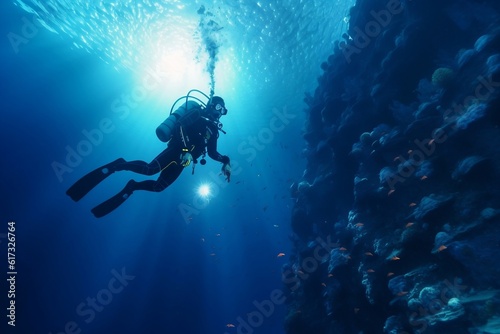 Exploring the Deep Blue Scuba Diving and Oceanic Vistas from Below. AI © Usmanify