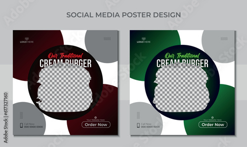 Social Media Post Template Design. Social media banner for food business.