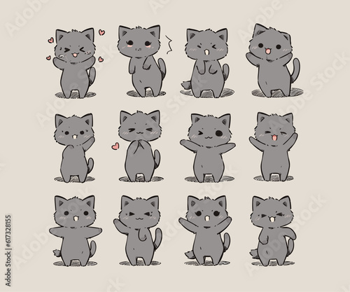 Wallpaper Mural grey cat cute mascot illustration Torontodigital.ca
