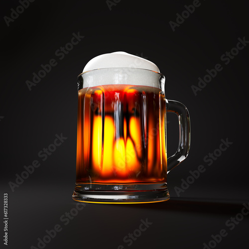 Принти на полотні The allegoric scene with a drunk man swimming in a beer mug on dark background