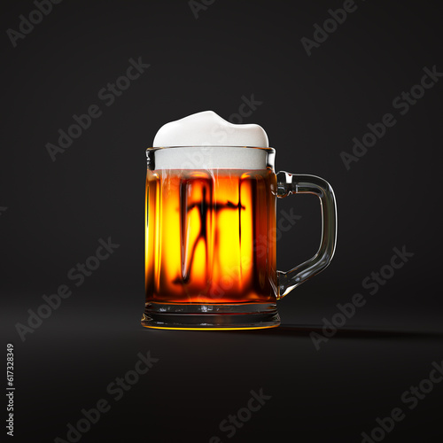 Принти на полотні The allegoric scene with a drunk man swimming in a beer mug on dark background