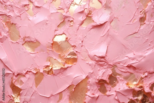 Pink peeling paint with gold foil texture Generative AI 