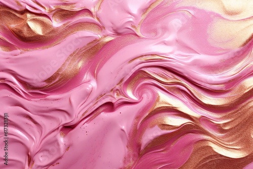 Pink peeling paint with gold foil texture Generative AI 