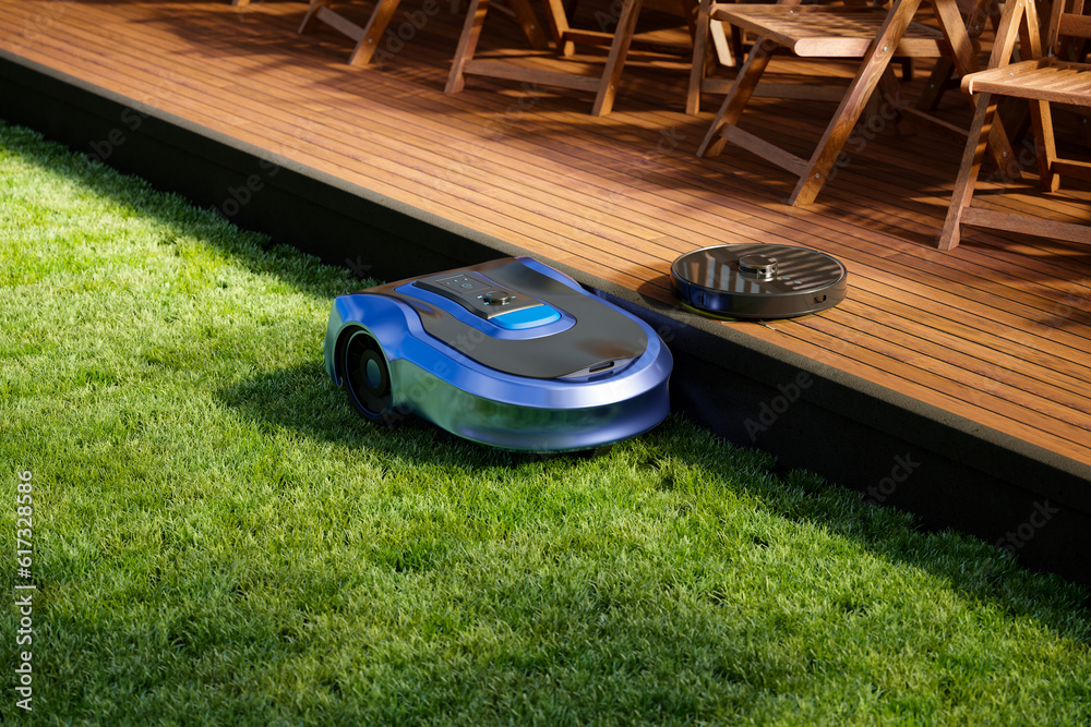 Smart home equipment concept. Wireless household appliances care for the house.
