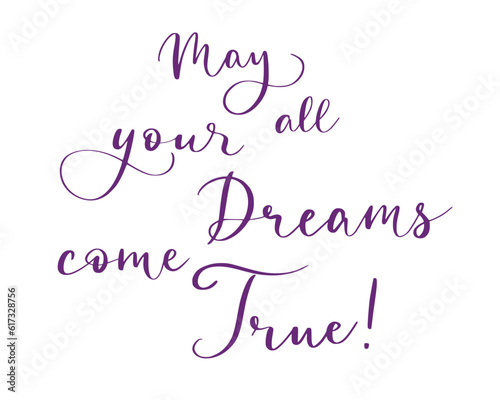 Lettering with wishes. Vector isolated composition in script style.