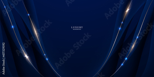 blue abstract background with luxury golden elements vector illustration
