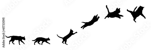 Vector isolated silhouette cat jumping, logo, print, decorative sticker