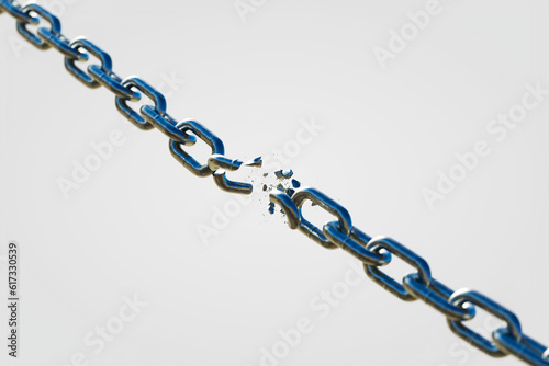 Breaking Chains. 3D Rendering Symbolizing Strength, Power, and Independence