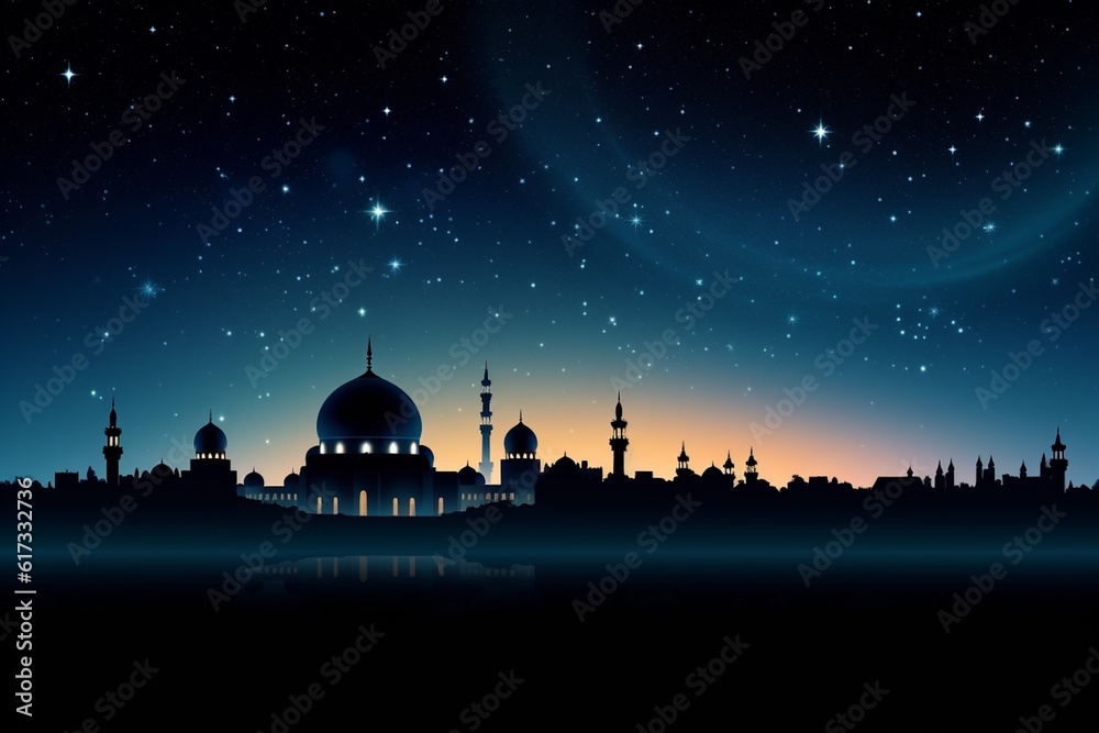 Captivating Night Sky Islamic Background Created with Generative AI Captivating Night Sky Islamic Background Created with Generative AI