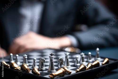 Businessman playing chess think problem solving. business competition planning teamwork,International chess, ideas and competition and strategy, business success concept,strategic concept...