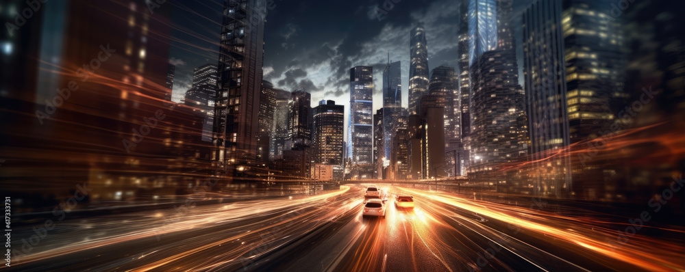 Naklejka premium Futuristic car concept. wide banner or panorama photo, generative ai