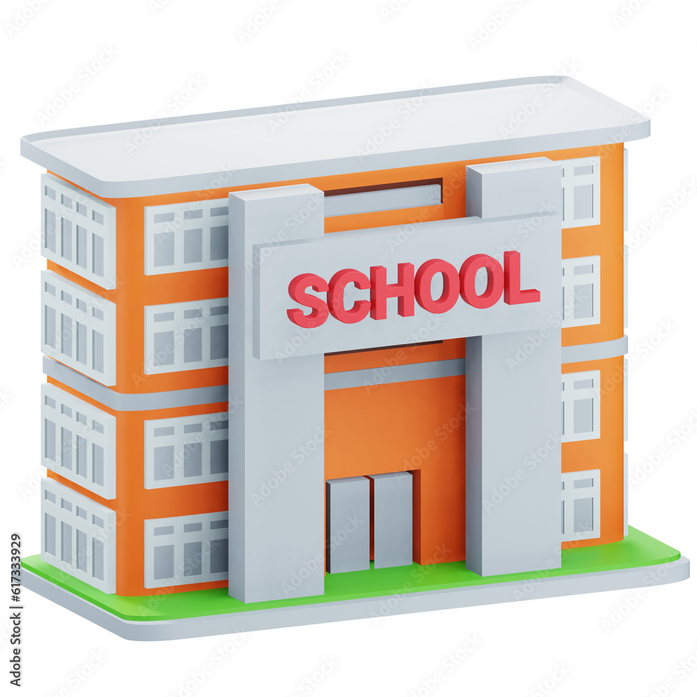3d school building illustration with transparent background 3d school building illustration with transparent background