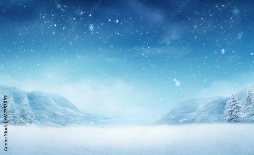 Blue winter snow background. Illustration AI Generative.