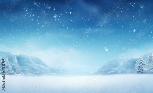Blue winter snow background. Illustration AI Generative.