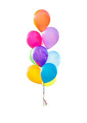 Set Balloon isolated on transparent background. Realistic colorful festive 3d helium balloons for birthday party design. Balloon clipart clip art png file
