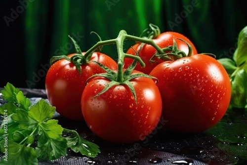 Red ripe tomatoes. Illustration AI Generative.