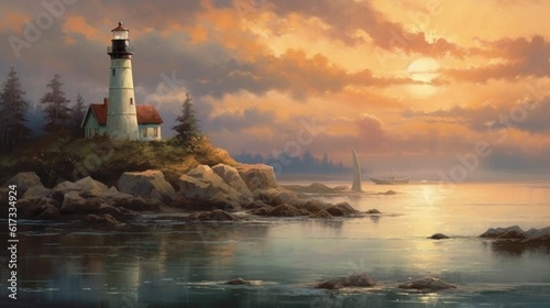 lighthouse on the coast, ai generative