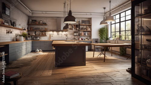 3D rendering Kitchen Concept: A Stylish and Inviting Space for Modern Living and Relaxation, with Contemporary Design Elements, modern Ambiance, and Superior Comfortable interior design © Nuchjara