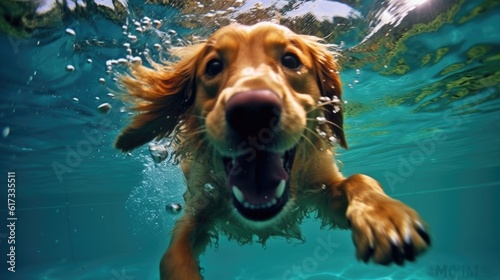 dog swimming in water, ai generative