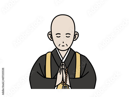 手を合わせ合掌をするお坊さんのイラスト