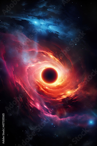 Artistic representation of a black hole in space