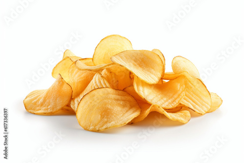 Potato chips isolated on white background.generative ai