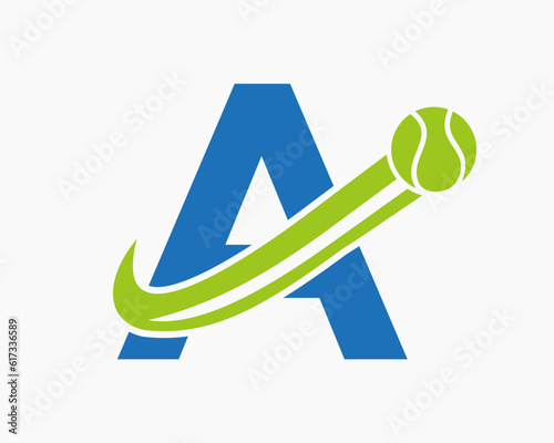 Letter A Tennis Club Logo Design Template. Tennis Sport Academy, Club Logo